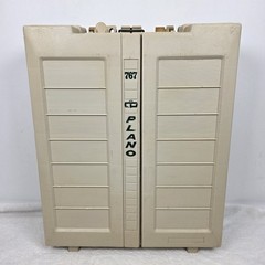 VTG Plano Fishing Tackle Box Model 767 Beige Green Handle Folding 15X12X5 USA
