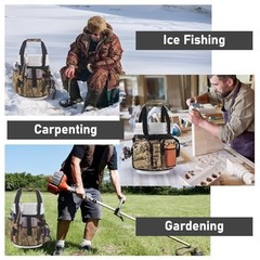 5 Gallon Bucket Tool Organizer – Adjustable Gear Bag with 6 Pockets and 2 Rod