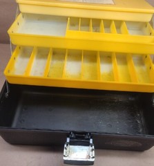 VINTAGE 3 Tray TED WILLIAMS FISHING TACKLE BOX 34452 14″×7″×7 1/2″ Good Cond.