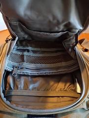 Fly Fishing Tackle Backpack Tan Orange Zipper Many Compartments
