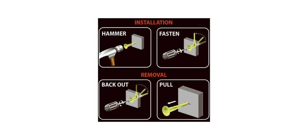 PCK-WC4-YS Hammer-in Drywall Anchors and Screws (4 Pack)