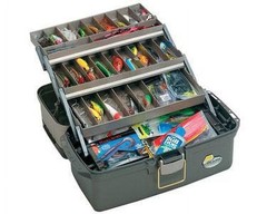 Fishing Large 3-Tray Tackle Box Top Access Graphite/ Sandstone