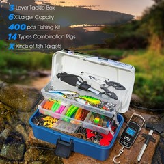 THKFISH 400pc Complete Freshwater Bass Fishing Kit & Tools, Tackle Box Gift Men