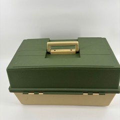 Plano 8606 Tackle Box Vintage Large Green Tan Excellent 6-Tray Hip Roof USA