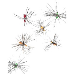 5 Pack Hand Tied Fly Hooks Size 14 16 18 Green Red Orange for Trout For Dace