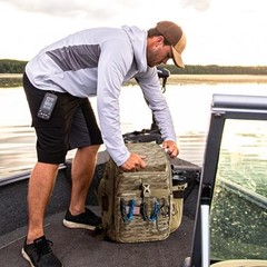 Fishing Tackle Backpack with Rod & Khaki Camouflage Large (16.9*7.5*12inch)