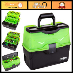 3-Tray Classic Tackle Box Organizer – Portable Fishing Gear, Frost Green/Black