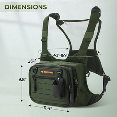 Bait Boss Water-Resistant Fishing Chest Pack with EVA Zip-Down Workstation, MOLL