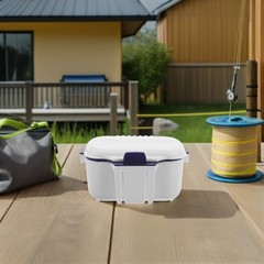 White Insulated Bait Storage Box for Worms Double Layer Portable Design
