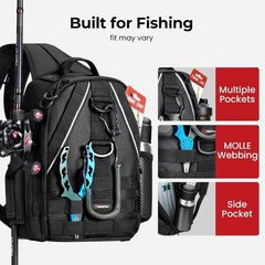 Fishing Backpack Nylon Water Resistant Multi-Compartment Versatile Carry