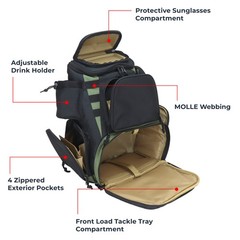 Osage River Ultimate Fishing Backpack, Night Fishing Light, Cover, Medium Bag