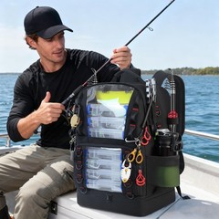 Fishing Tackle Backpack with 4 Tackle Boxes,45L Large Tackle Bag with 2 Rod H…