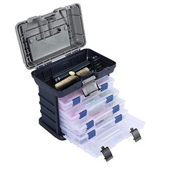 Fishing Tackle Box Kit, Portable 4 Layers Fishing Accessory Blue inner buckle