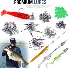 PLUSINNO 302Pcs Fishing Lures Kit for Bass Trout, Gifts for Men/Dad