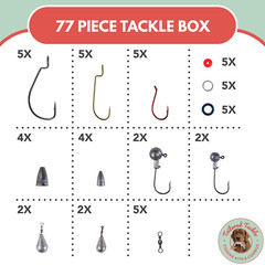 Tailored Tackle Bass Fishing Kit 77Pc Gear Box Bait Lure Spinner Jigs Worm Hooks