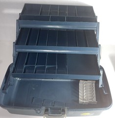 Vintage PLANO Model 6103-91 Tackle Box with 3 Tier Folding Trays Green Beige