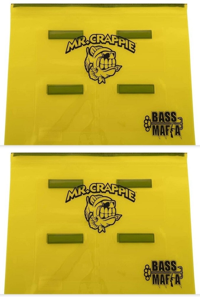 (2) Bass Mafia 4-Banger Mr Crappie 13″x16″ Fishing Waterproof Yellow Money Bags