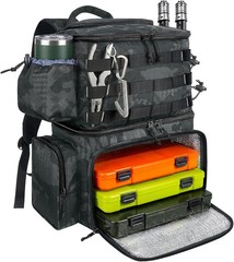 Fishing Backpack Water Resistant Tackle Storage Bag with Rod Holders Cooler for