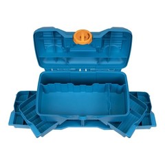 Medium Fishing Tackle Box 14 Inches Plastic Blue Storage Organizer Case with