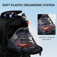 Bait Boss Fishing Tackle Backpack with Rod Holders-4 Tackle Boxes-Rain Cover,Sto