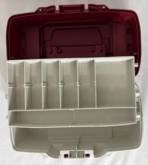 USED PLANO RED & WHITE TACKLE BOX MODEL 6201 ONE TRAY CANTILEVER FISHING GEAR