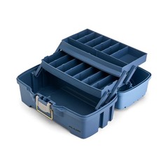 Plano Catch All Two-Tray Tackle Box Kit, Light Blue/Dark Blue, Rust-Proof Brass