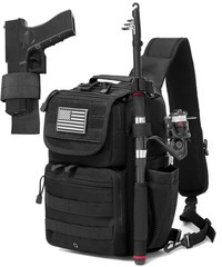 Tactical Sling Tackle Backpack Holster Fishing Crossbody Shoulder Strap Bag 1…