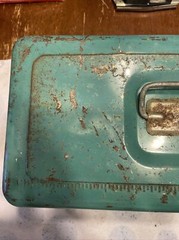Vintage Liberty Steel Chest Corp. Metal Tackle Box Rochester NY USA Green/Teal