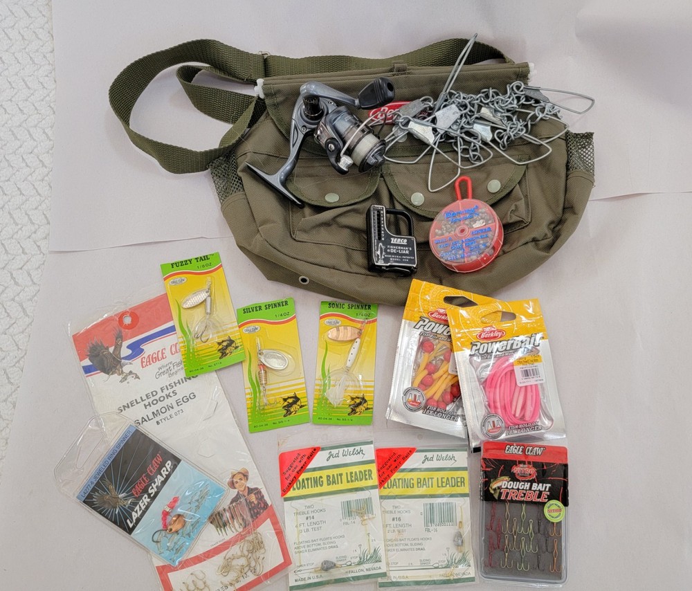 Berkley Fishing Creel loaded with tackle including Daiwa Crossfire Spinning reel