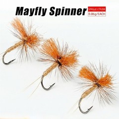 Mayfly Spinner Dry Fly Lure 5PCS Brown 12# Hook 1.4 cm x 0.6 cm for Trout
