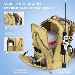 Kastking Karryall Fishing Tackle Backpack with Rod Holder 4 Tackle Boxes,40/26L