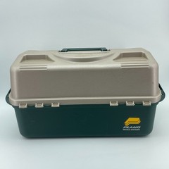 PLANO 8600 Vintage Large Fishing Tackle Box 6 Tray Green Tan Hard Case Made USA