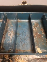 Vintage Union Steel Chest Two Trays Tackle Box Teal Blue