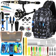 Fishing Backpack with Fishing Rod &Tackle Boxes, Waterproof Sling Tackle Bag …