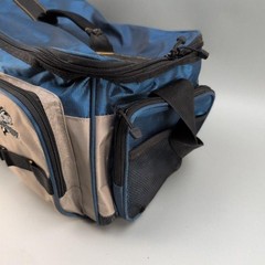 Okeechobee Fats Soft Tackle Bag Blue Tan 5 Pocket Shoulder Strap Fishing Gear