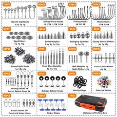 Fishing Tackle Box Kit 264/397pcs – Hooks, Weights, Swivels, Beads & Gear Set