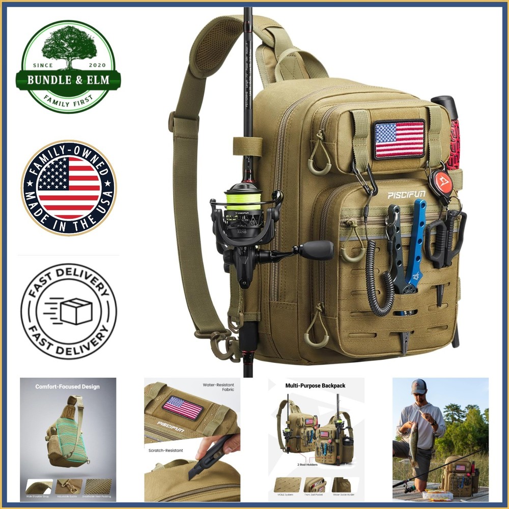 Lightweight Fishing Pack with MOLLE System and Utility Pocket for Gear Storage