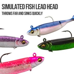 Soft Fishing Lure Set Black,White,Green,Pink,Red 6PCS