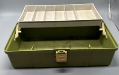 Plano 5410 Green Beige Tackle Box Storage Crafts Tools Vintage With Tray