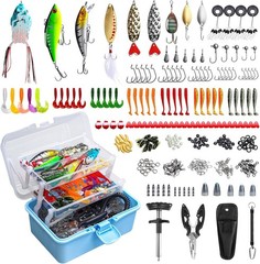 Fishing Tackle Box 315 Piece Lures Organizer Kit w/ Pliers Hook Remover