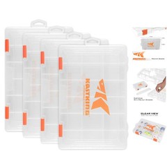 Waterproof Fishing Tackle Box with Removable Dividers – 4 Pack Storage Organizer