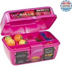 Pink Fishing Tackle Box with 88 Compartments & Essential Tools for Young Anglers