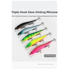 Abs Hard Bait Slow Sinking Minnow For Deep Water Fishing Hydrodynamic Design