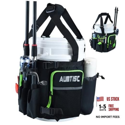 5 Gallon Bucket Fishing Organizer, Waterproof Ice Fishing Bucket Tool Black