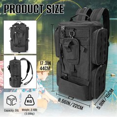 Fishing Tackle Backpack with Rod Holders,20L Lightweight Fishing Bag Storage …