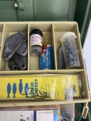 Vintage Plano Fishing Tackle Box 2110 Plastic 1 Tray with Grandpa’s Goodies Mix