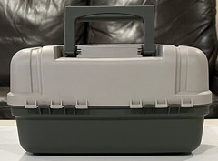 Vintage Plano Fishing Tackle Box 6102 Fold Out Tray 13” X 7” Gray /Green
