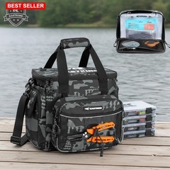 Fishing Tackle Bag 30L Water-Resistant Oxford Durable Shoulder Strap Organizer