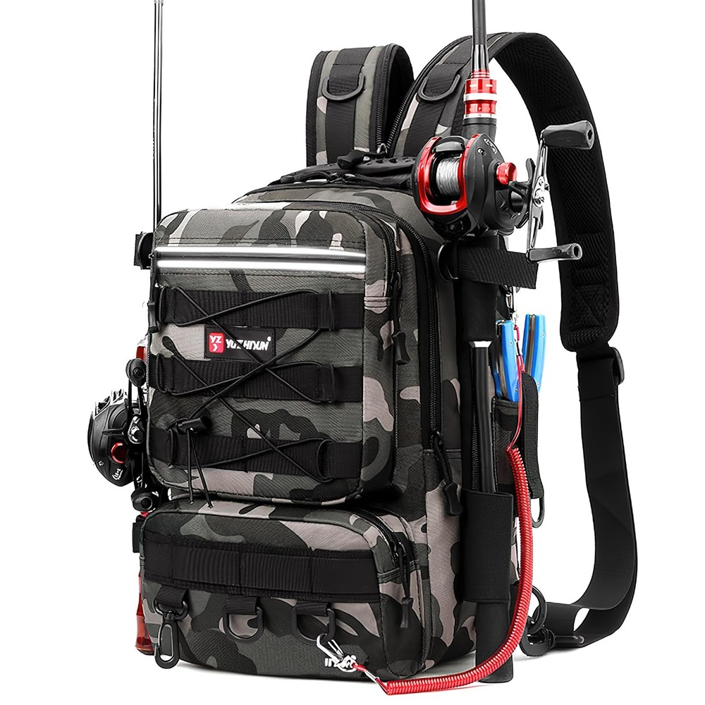 Dolodomy Fishing Backpack With 9.8inx7.8inx16in, 25cmx20cmx41cm, Gray Camo