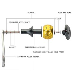 FITS Shimano Daiwa Abu Garcia BLACK ALLUMINUM Baitcaster Fishing Reel Handle
